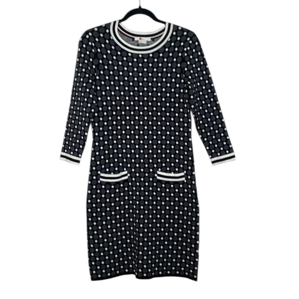 Boden Polka Dot Black and Gray Sweater Dress Size 16 - Picture 2 of 16